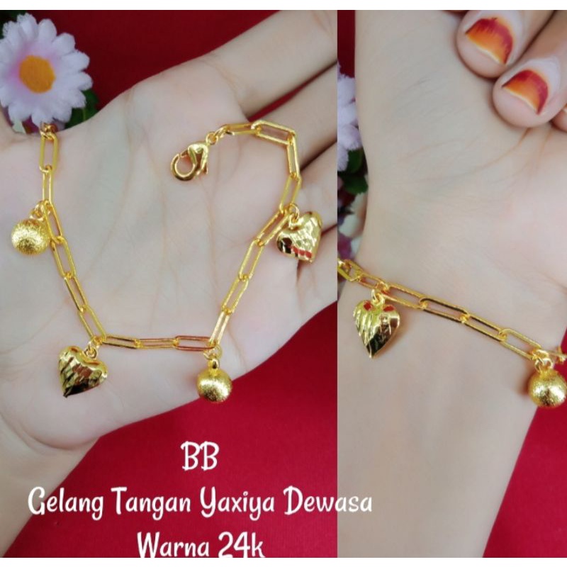 G48 gelang bola love lapis emas 24 k