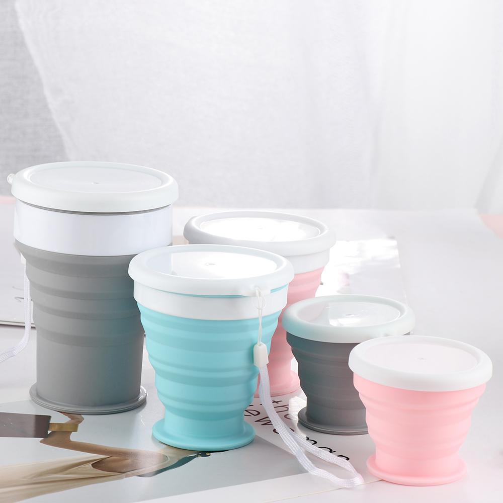 Preva 100 /200/350ml Collapsible Silicone Cup Perlengkapan Perjalanan Rumah Tangga Olahraga &amp; Luar Ruangan Mug Minum Lipat