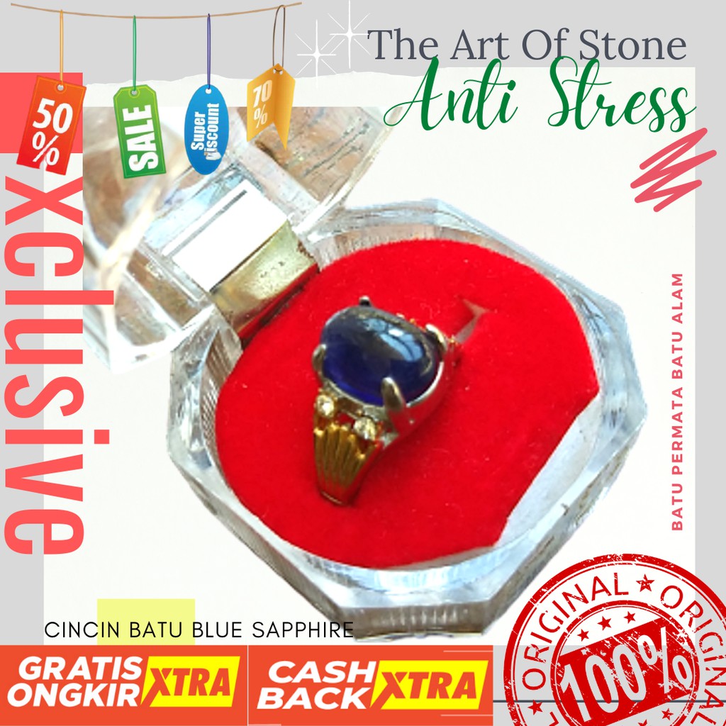 Cincin Blue Safir / Blue Sapphire / Cincin Wanita