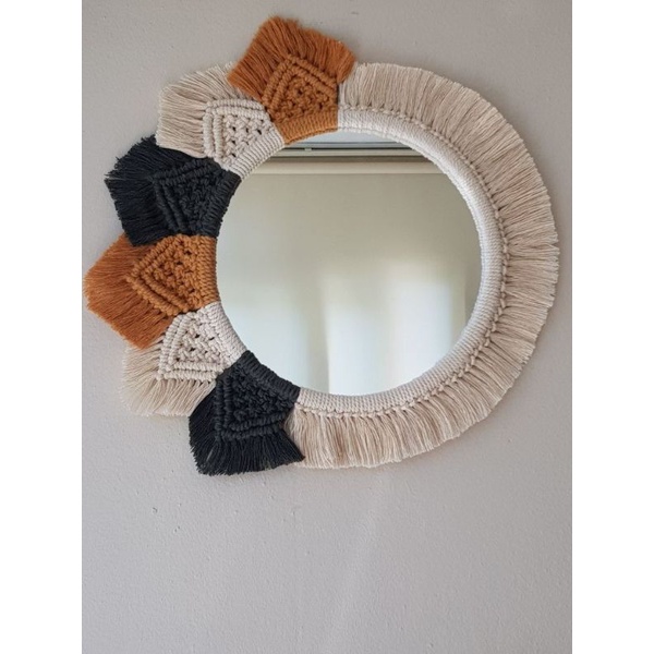 (READY STOK) Macrame cermin/ mirror macrame/cermin punk