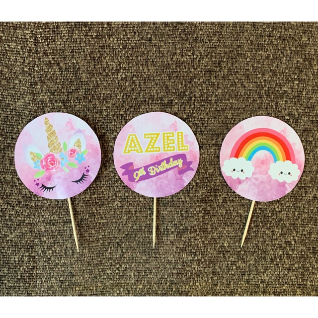 Topper Cupcake Bulat / Topper Cake Unicorn
