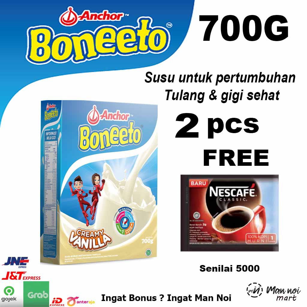 

SUSU Boneeto Vanila. 700gr susu bubuk tinggi kalsium ut anak diatas 5 tahun.