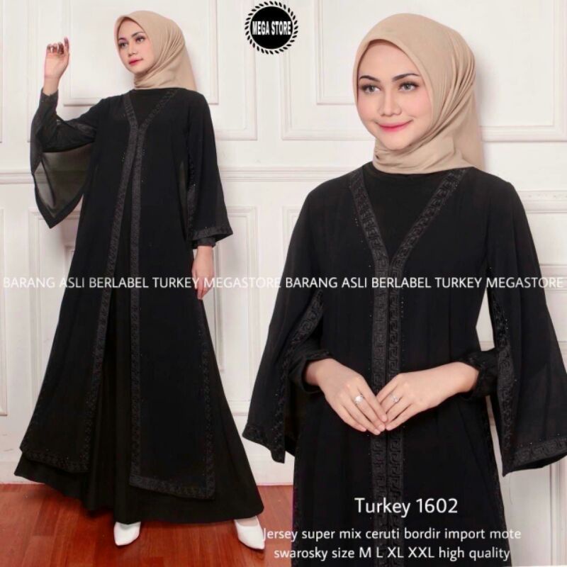 New Gamis Abaya Turkey Hitam Terbaru Homedress Busui Wanita Big Size Dress Arabia Jubah Wanita Jumbo