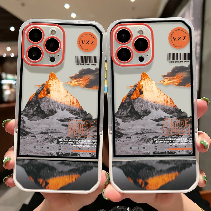 Soft Case TPU Transparan Motif Gunung Untuk Iphone 7 8 Plus X XS Max XR 11 12 13 Pro Max 6 6S