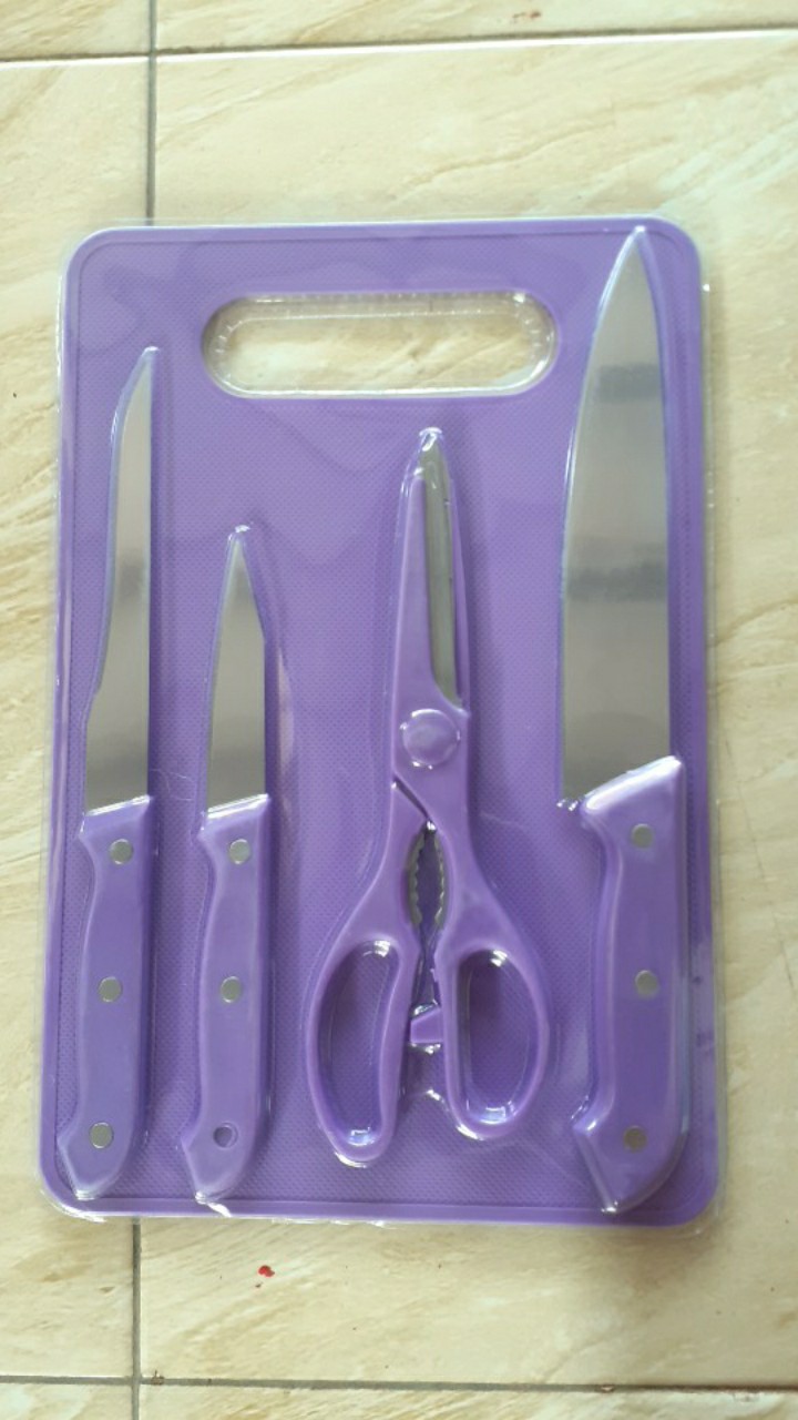 Set Pisau Dengan Talenan Stainless Steel Pisau Koki, Gunting Dapur , Multi-fungsi Pisau/harro