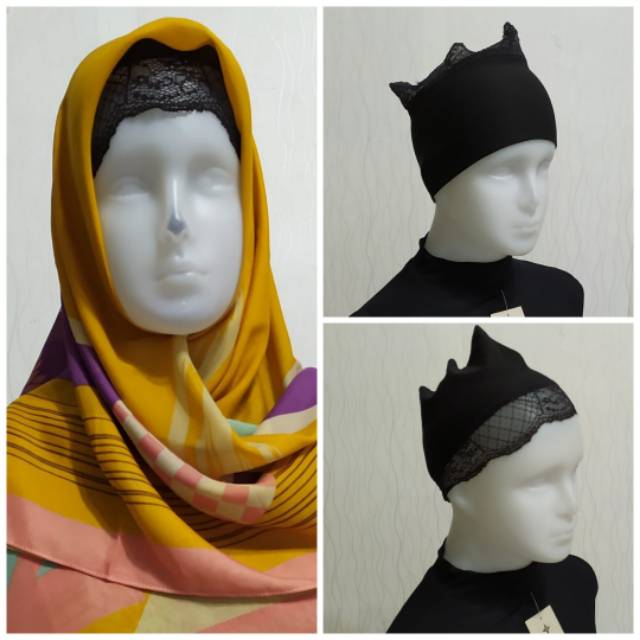 Inner Hijab Bandana Renda 2 In One Bandana Basic Bahan