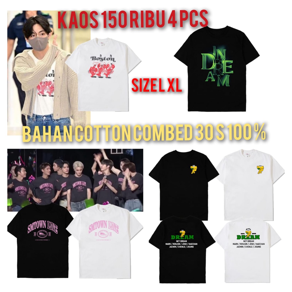 Kaos Kpop Korea 150 Ribu 4 pcs  L XL  Warna random 155.000