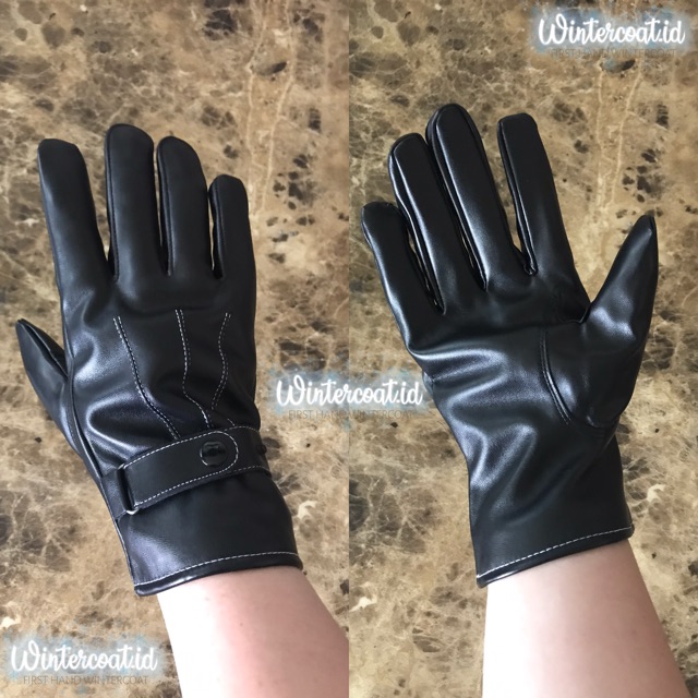 READY INDONESIA Sarung tangan kulit pria men cowok winter leather gloves hitam touchscreen motor