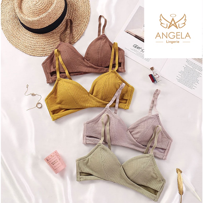 ANGELA PREMIUM JAPAN Bra BH Push Up Set Tanpa Kawat Celana Dalam Wanita Bikini Sport Beha Lingerie Korea Fashion Bralette Remaja Perempuan Sexy Pakaian Dalam COD Renang Motif Bunga Cewek Pita Bunga Murah Vivi Jumbo Bralette