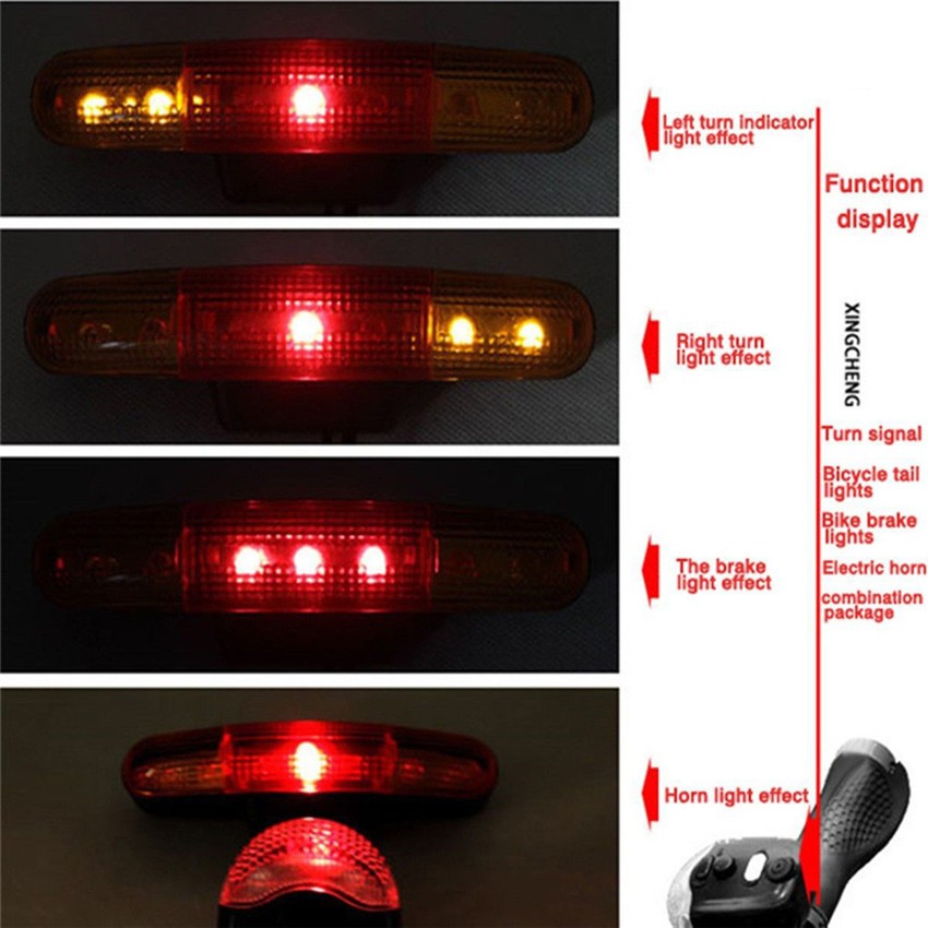 Lampu Sepeda Rem Sein OMSEJOBK Kiri Kanan 7 LED dengan Klakson - Black