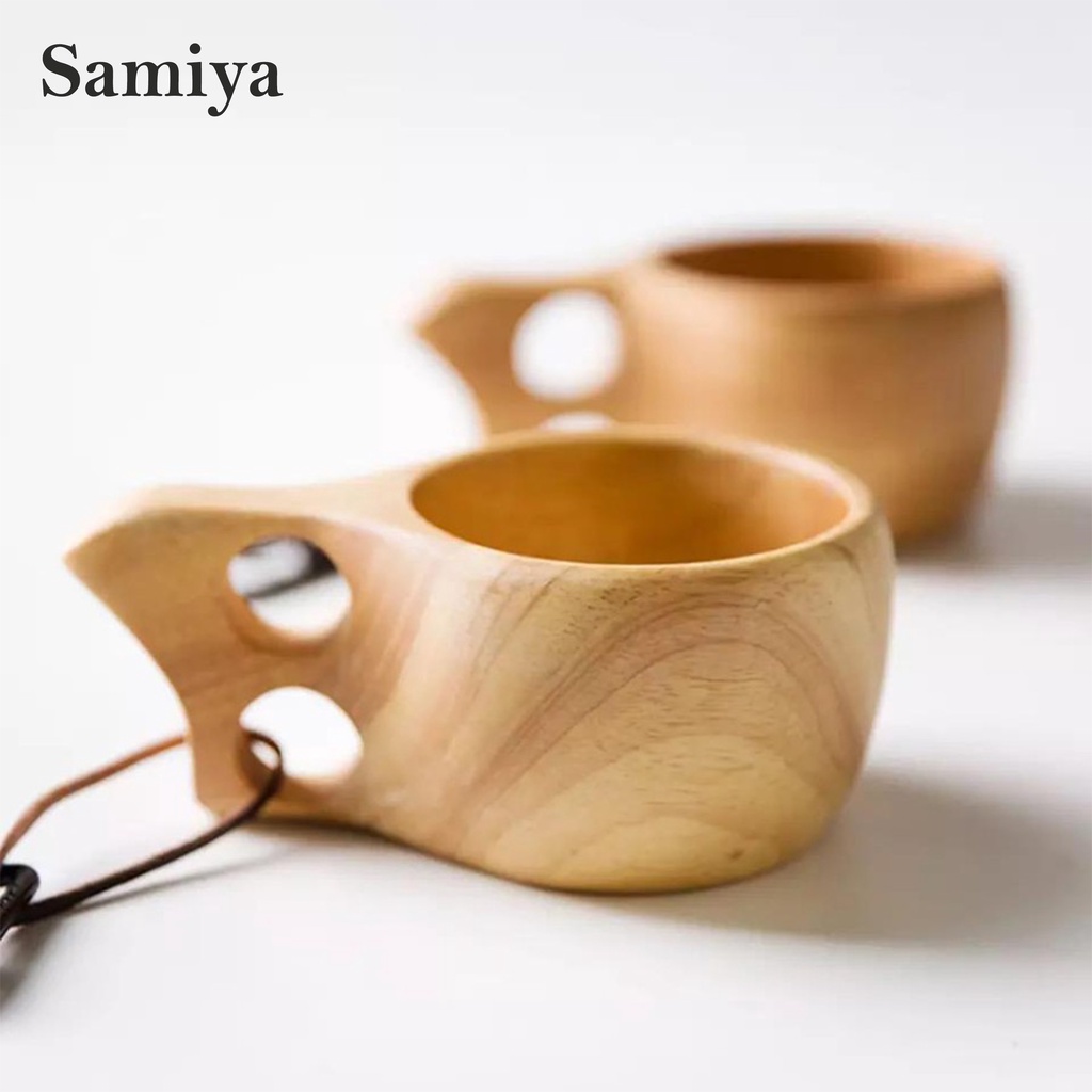 gelas cangkir kayu nordic style outdoor camping travel / wooden cup coffee tea / mug kayu teh kopi