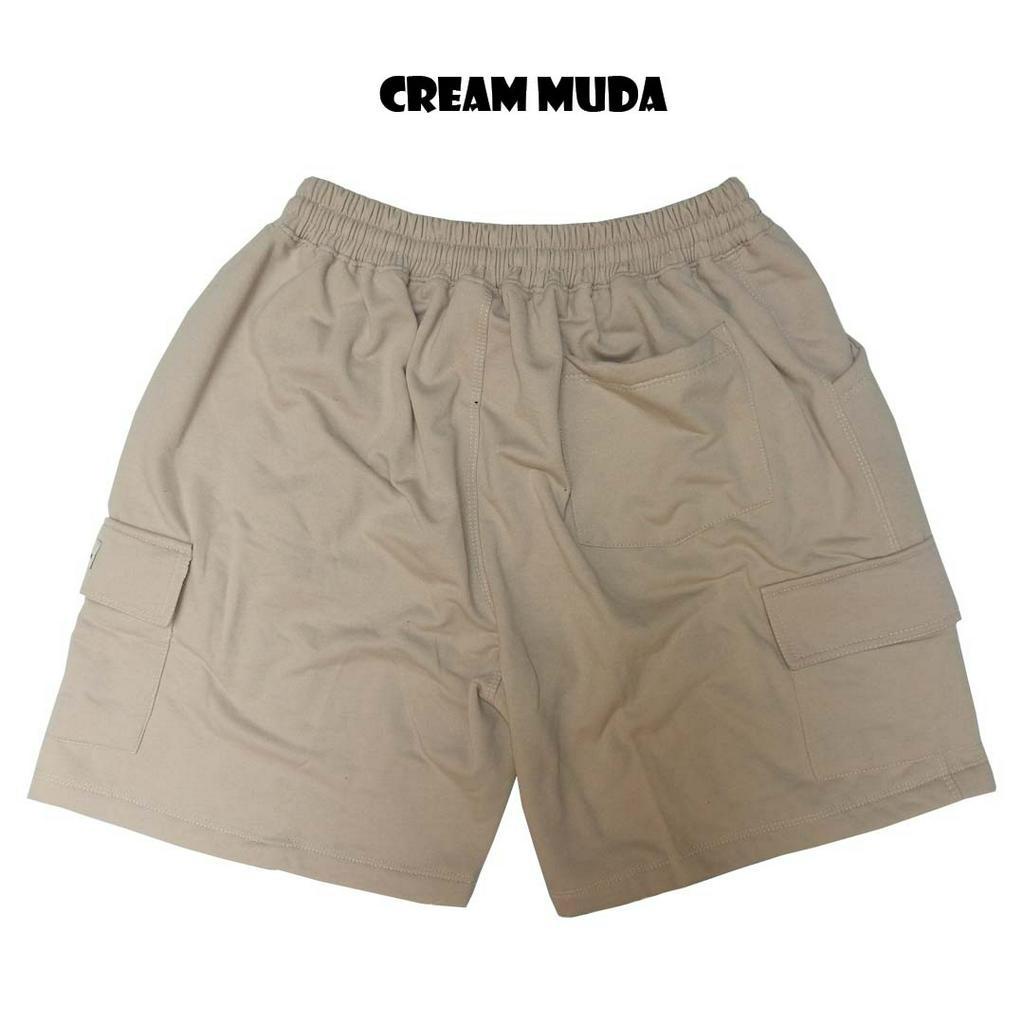 TDE/SHORT CARGO/CELANA PENDEK/UNISEX/PRIA/WANITA/CARGO/CREAM MUDA