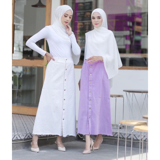 celana jeans wanita//rok jeans wanita kekinian//rok button