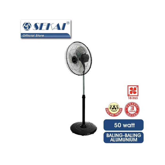 SEKAI Stand Fan 16" HSN1638PO - Hitam Silver