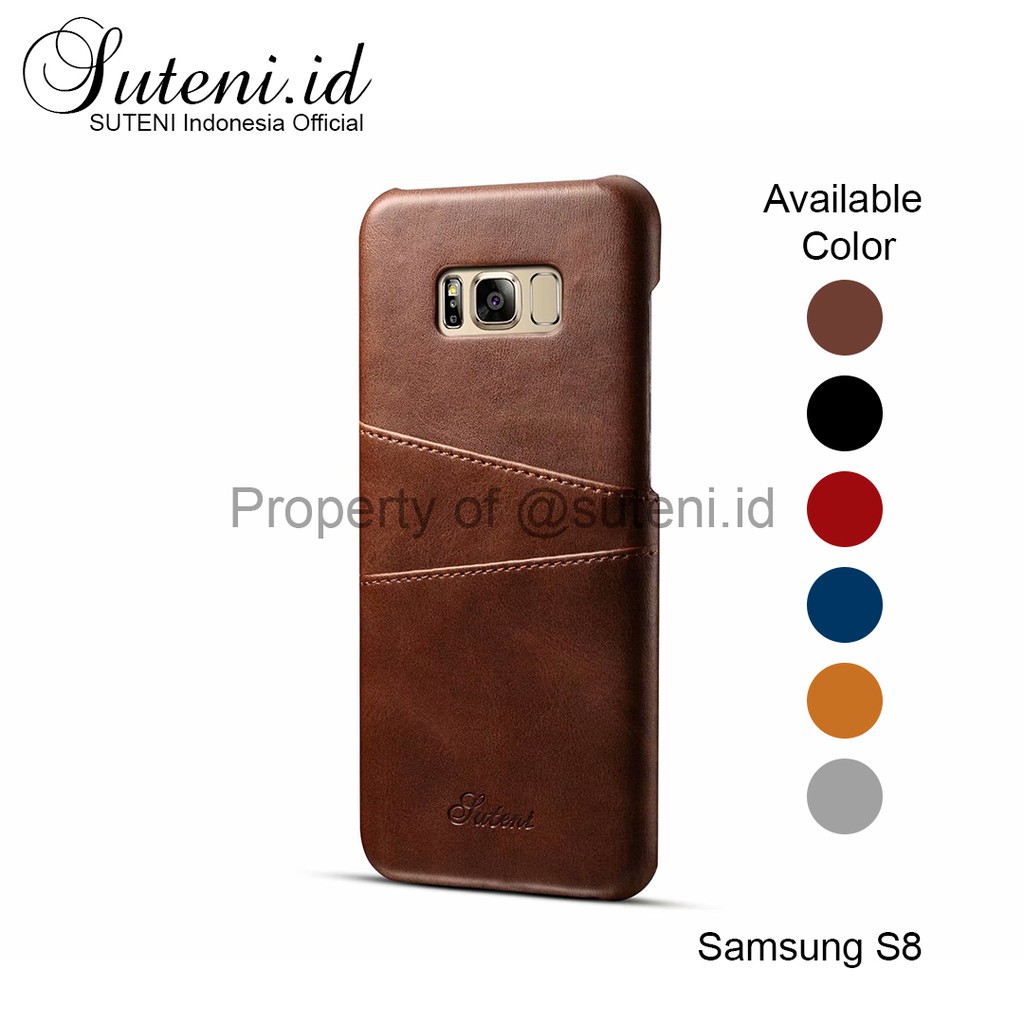SUTENI Leather Case Samsung Galaxy S8 Plus S8Plus with Card Slot Casing Kulit Hard case Holder
