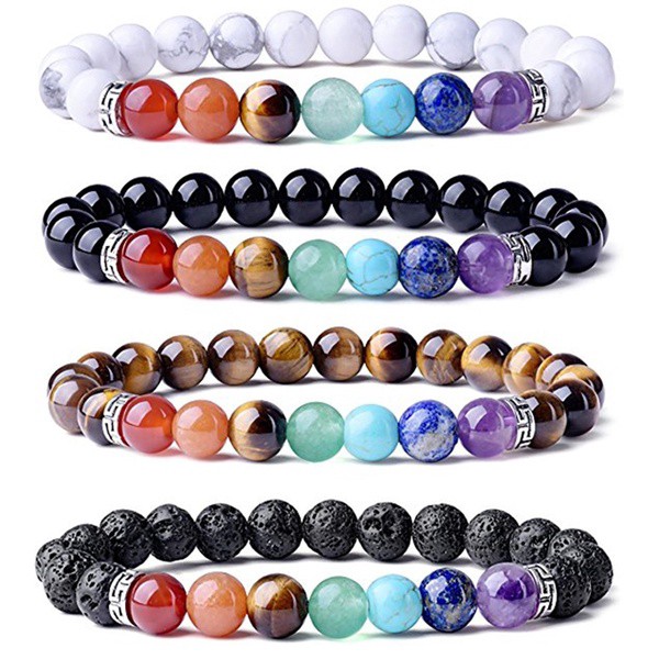 Gelang 7 Chakra Healing Yoga Stretch Natural Gemstone Energy Crystal