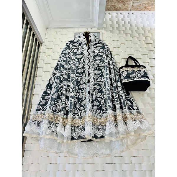 <COD MUKENA BRUKAT SULTAN MEWAH WARNA HITAM