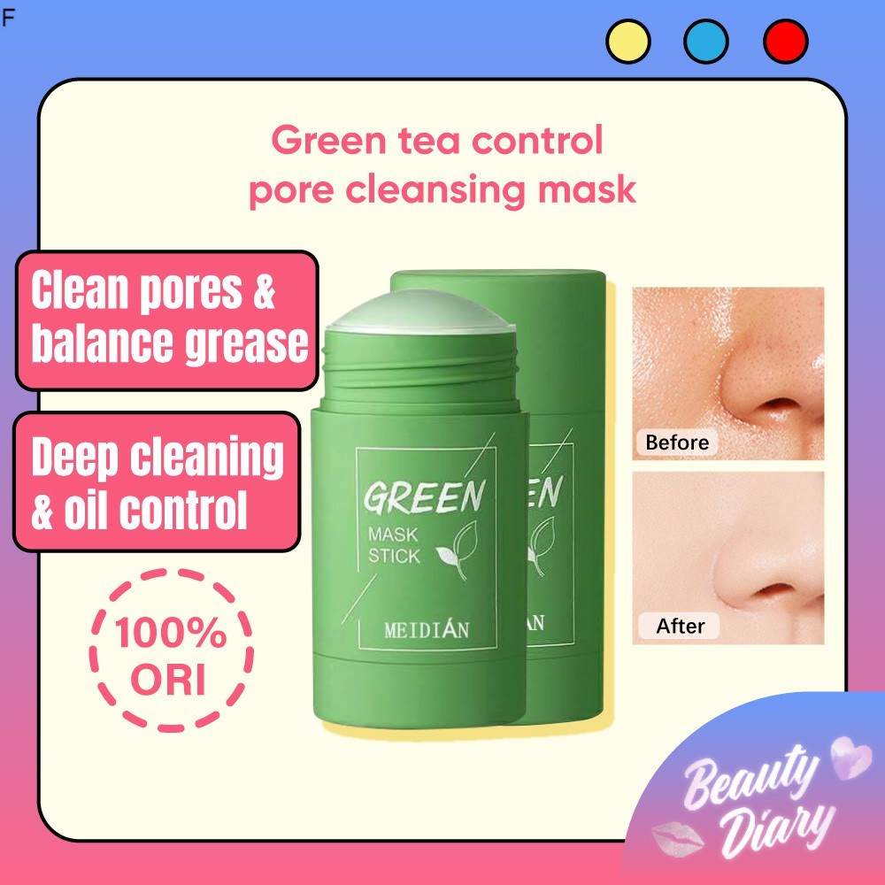 COD[READY STOCK] MEIDIAN GREEN MASK STICK/Green Tea Mask Cleansing Clay Stick Mask Masker wajah acne