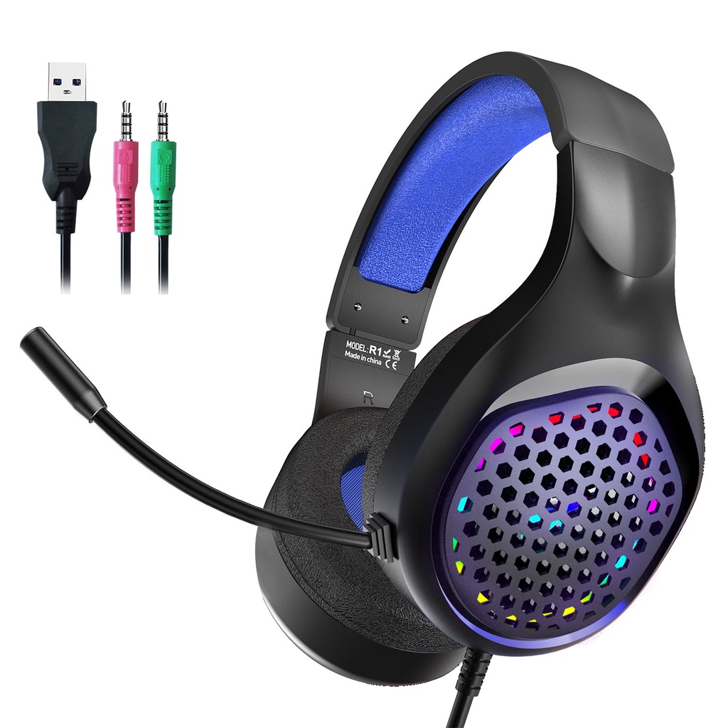 Plextone xMowi R1 Gaming Headset RGB Over Ear Rotatable Long Microphone