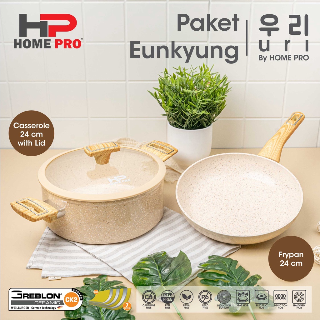 HOME PRO Uri Series Granite Ceramic Eunkyung Set Frypan Casserole 24 Wajan Panci Anti Lengket