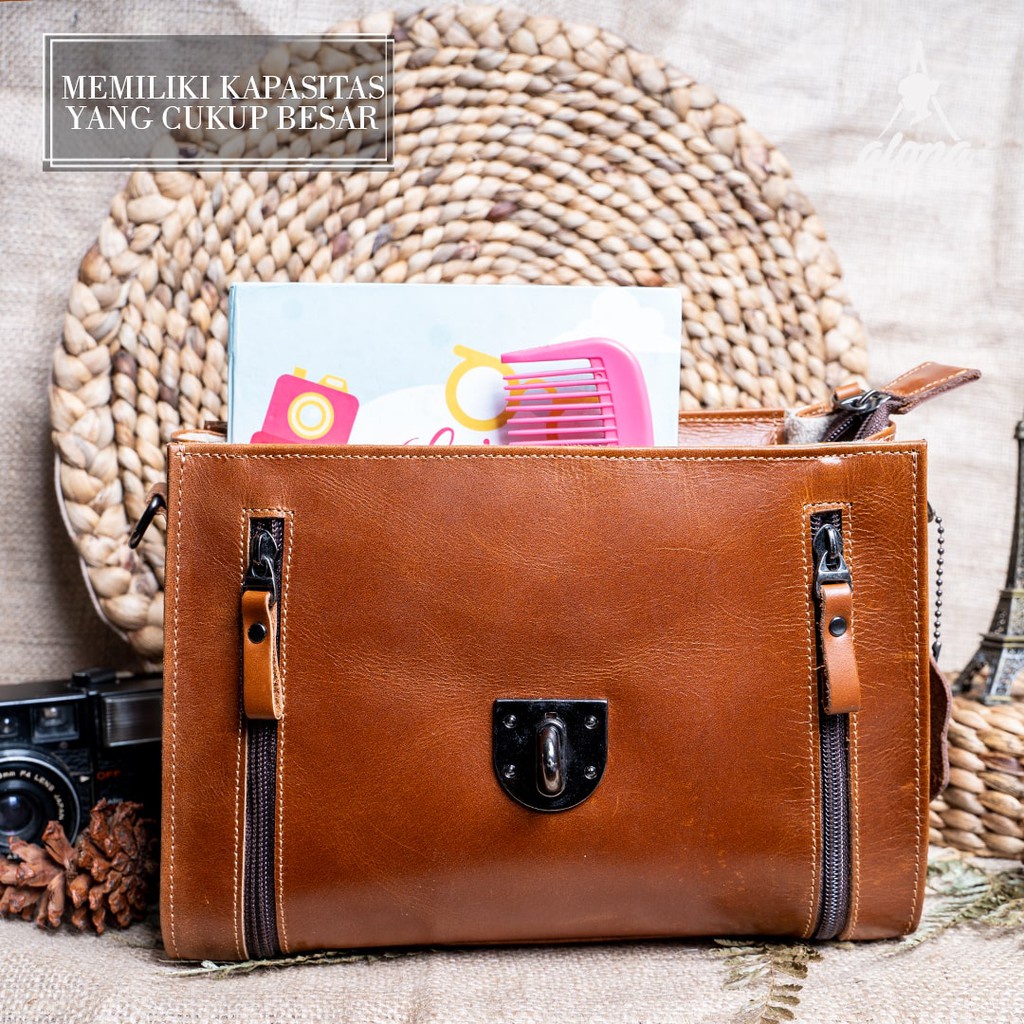 Tas Bahu Selempang Shoulder Bag Bahan Kulit Sapi Asli Original Fashion Wanita Perempuan Ori Branded Aurora