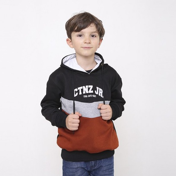 Jaket Anak Laki-Laki Sweater Hoodie Simpel Cowok SD 6-12 Tahun Hitam Fleece CJR