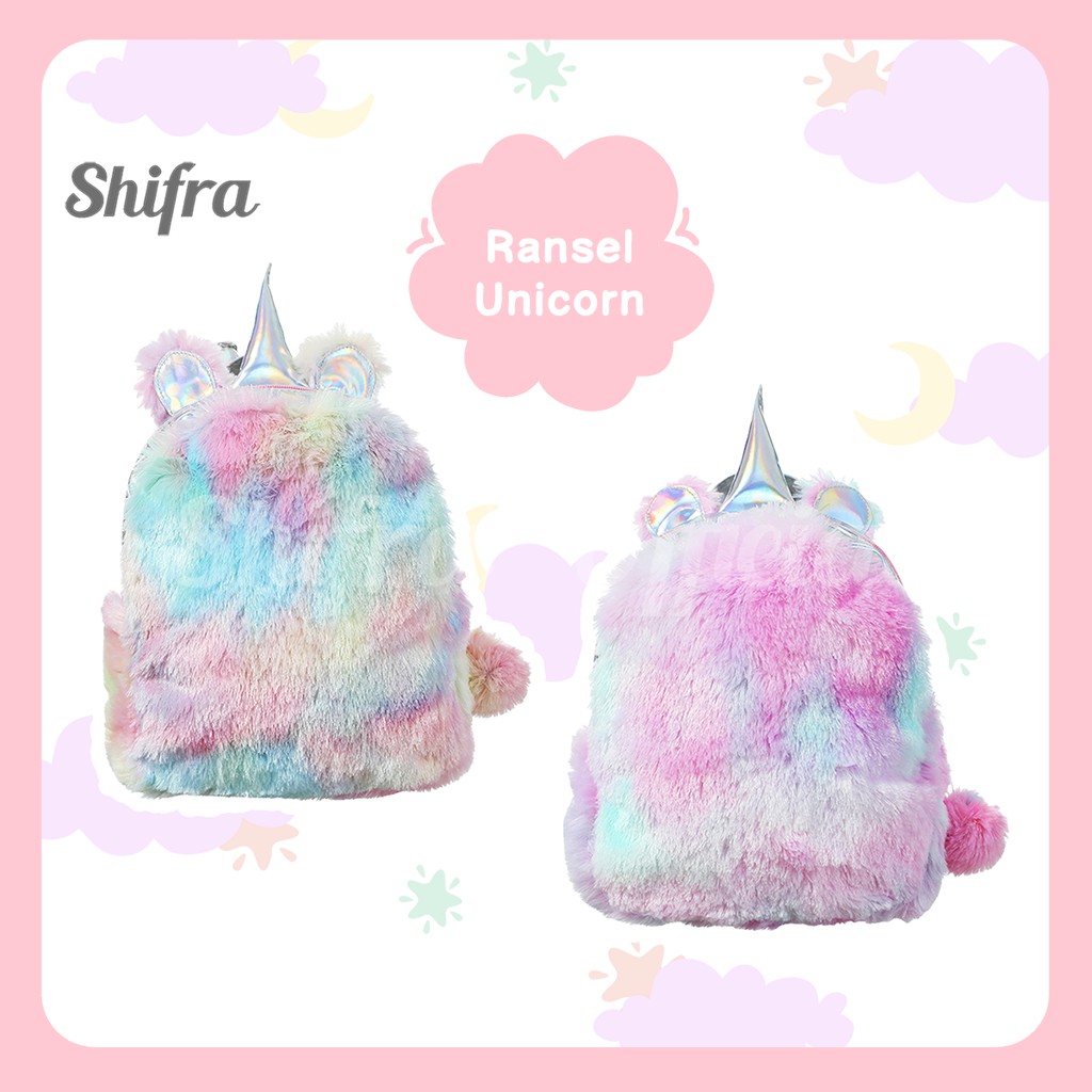 TAS RANSEL BACKPACK ANAK PEREMPUAN REMAJA UNICORN COLORFUL PINK SHIFRA