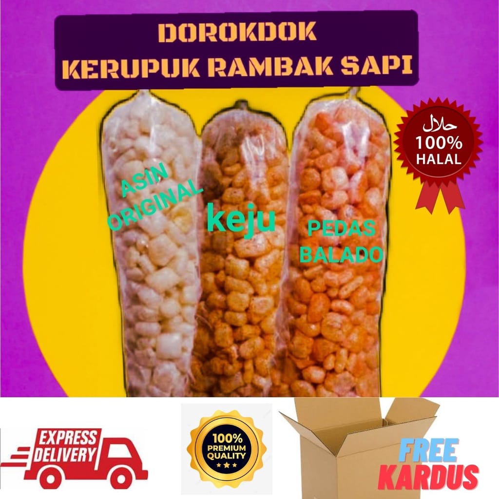 

KIRIM INSTAN Dorokdok kerupuk rambak sapi 250gram /kerupuk kulit sapi/kerupuk rambak matang