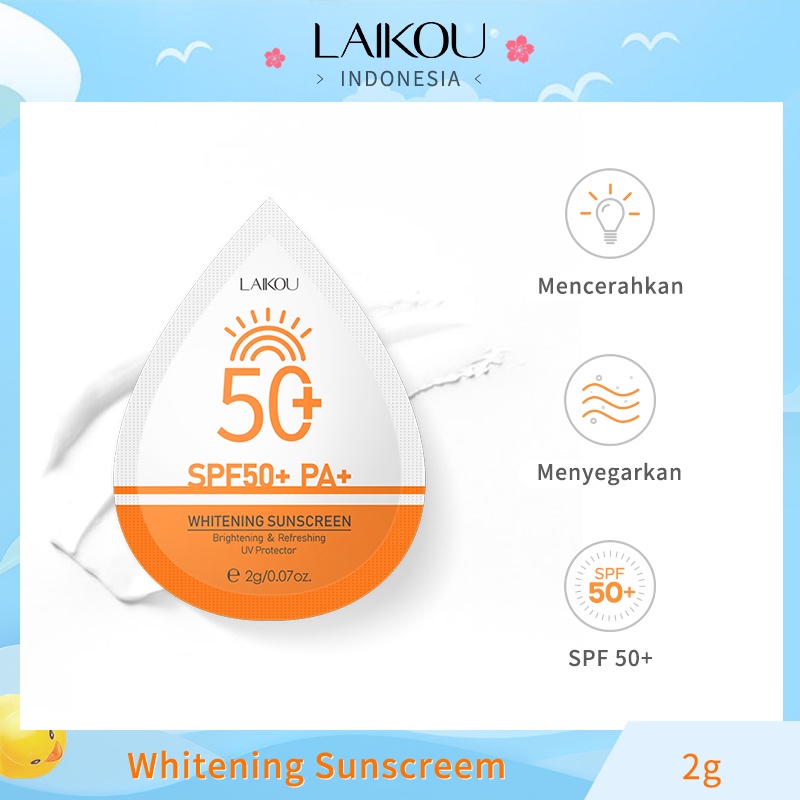 LAIKOU Sunscreen Pelindung UV Anti Air Sunblock Pemutih Wajah Dan Badan SPF50+ 2g