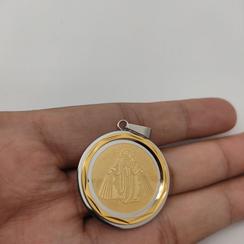 Liontin Medali Bunda Maria & Doa Salam Maria Latin