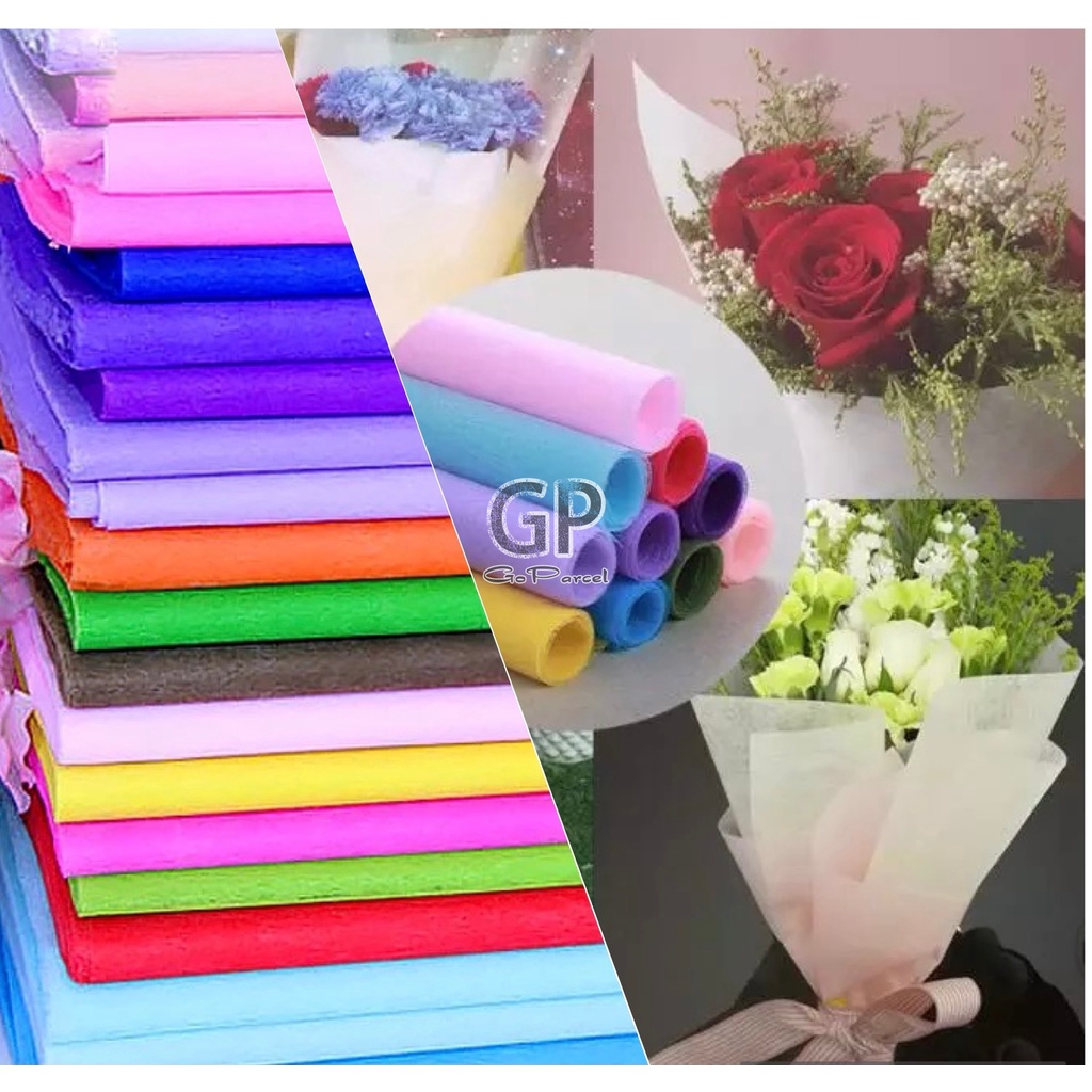 ( Ecer 1 Lembar ) TISSUE 17 GRAM - KERTAS BUNGA COTTON PAPER TISSUE TISU FLOWER PAPER / FLOWER WRAPPING BUKET BUNGA PUTIH CREAM WHITE MAROON BLACK YELLOW