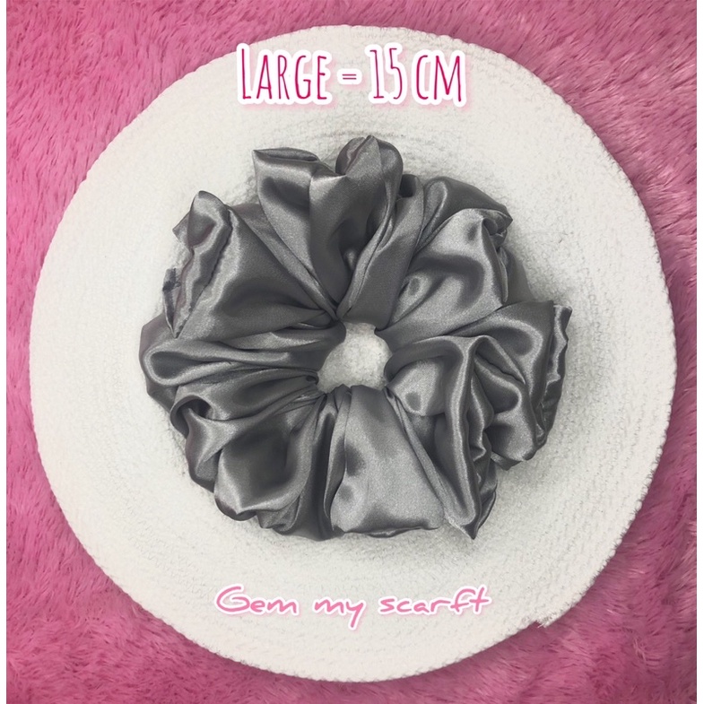 crunchy ikat rambut premium warna dark grey / silver size large