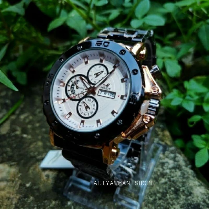 JAM TANGAN MIRETE TIPE TERBARU GOLD MODEL SIMPLE DAN MEWAH / FASHION PRIA JAM TANGAN PRIA RANTAI STAINLIS STEL TWATER RESISTANT COD BAYAR DI TEMPAT MIRETE ORIGINAL PREMIUM