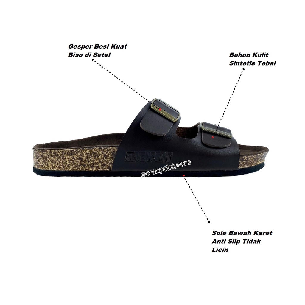 Sandal Pria Casual Sendal Slide Slop Selop Traveling Slide Strap  Puyuh Original Sevenpoint Kekinian Birken Ban Dua sps