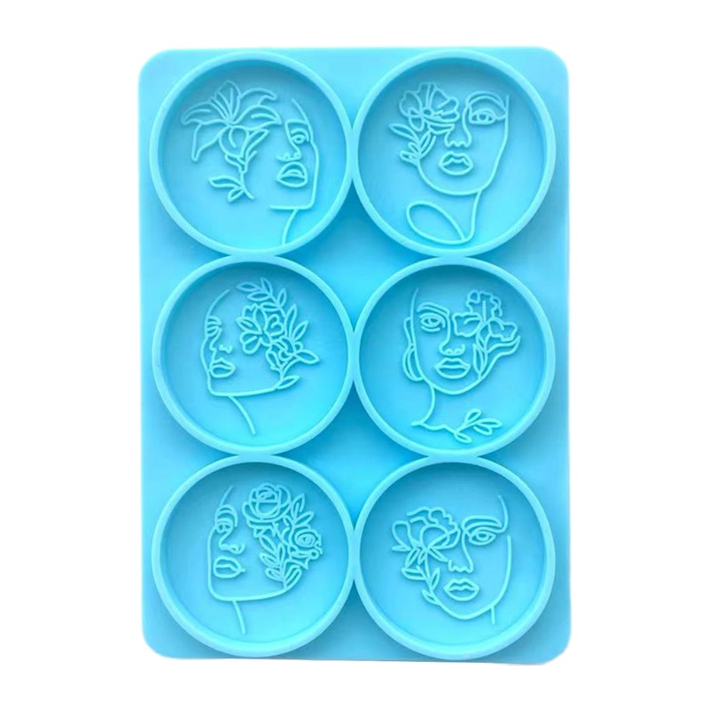 SIY  6Round Female Heads Phone Holder Resin Mold Phone Grip Decorations Silicone Mold