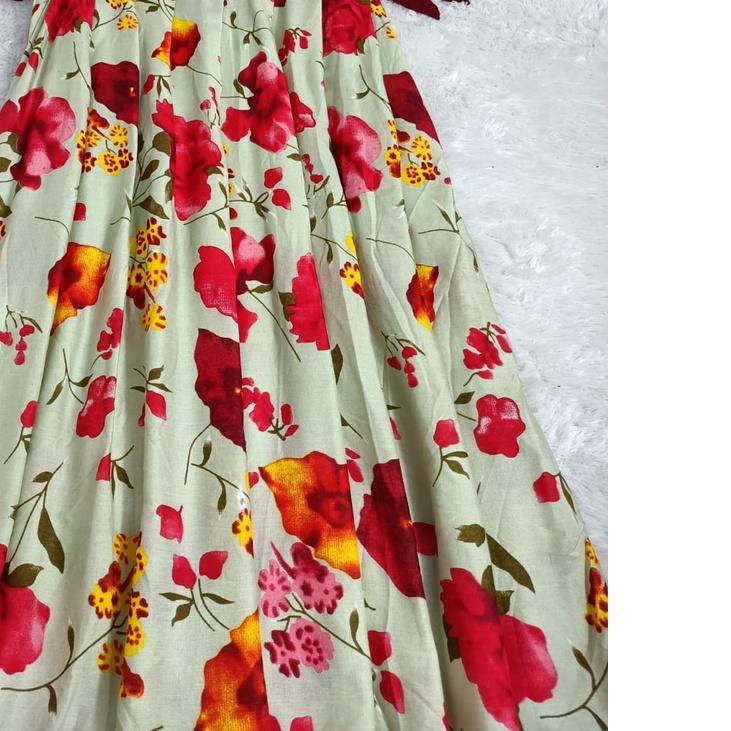 ➪ (GROSIR+) DASTER RUFFLE RAYON BUSUI // MODEL TALI 4 // MOTIF COMBINE BUNGA // DASTER VIRAL 2021 //