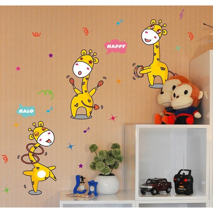 Unik Set Stiker Dekorasi Dinding Motif 3 Jerapah Penari New