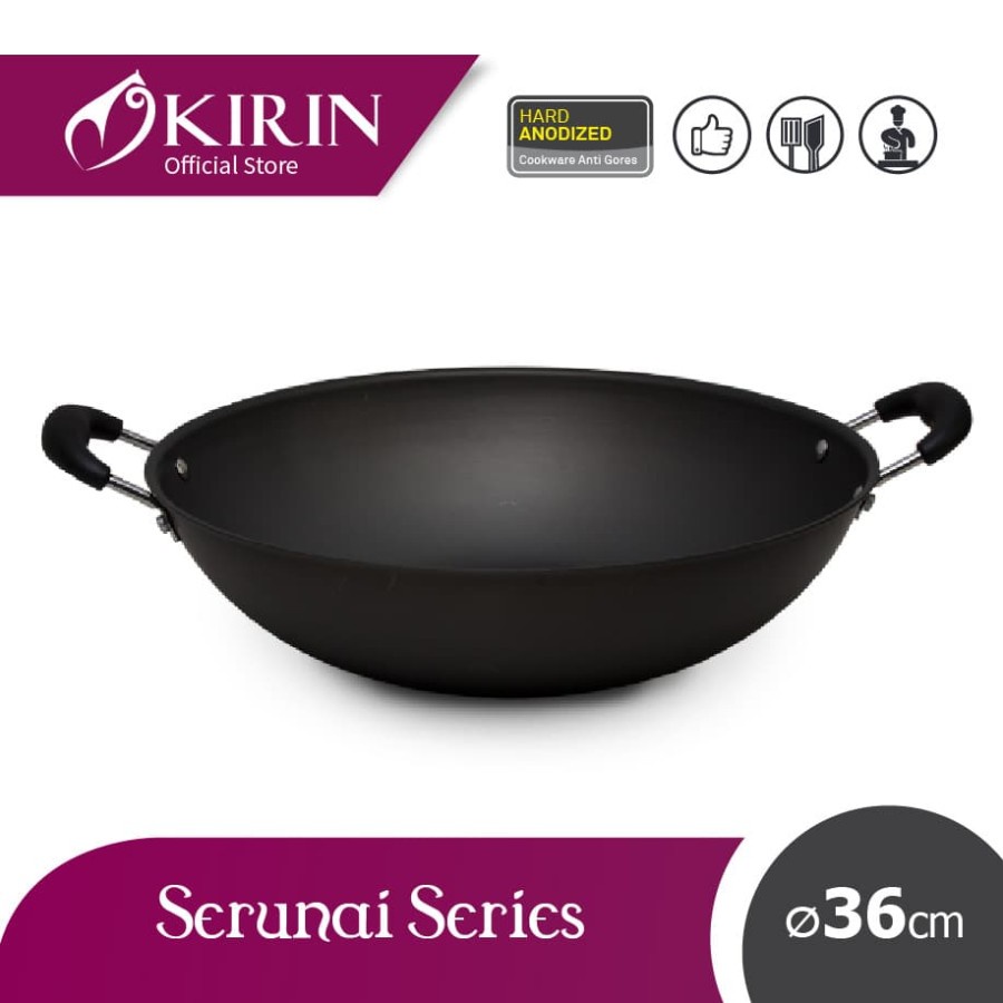 KIRIN Kuali Teflon Wok SERUNAI 36 cm - Teflon Clasic