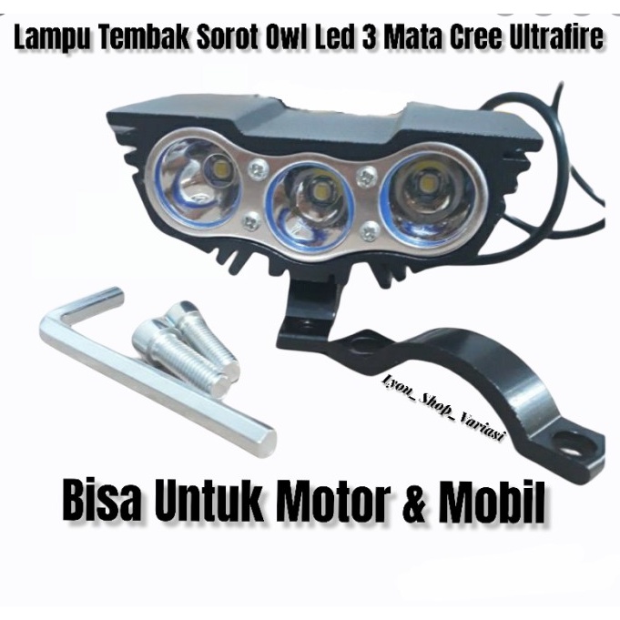 LAmpu LED 30watt 3 Mata Lampu Owl 3 titik Model Burung Universal bisa buat motor dan mobil
