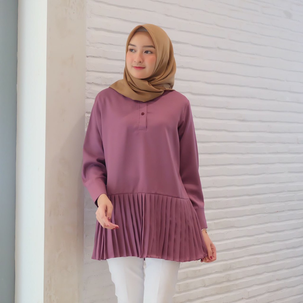 fashionshop119 Sarah Tunik / Tunik Plisket / Atasan Wanita / Tunik Rempel (fs)