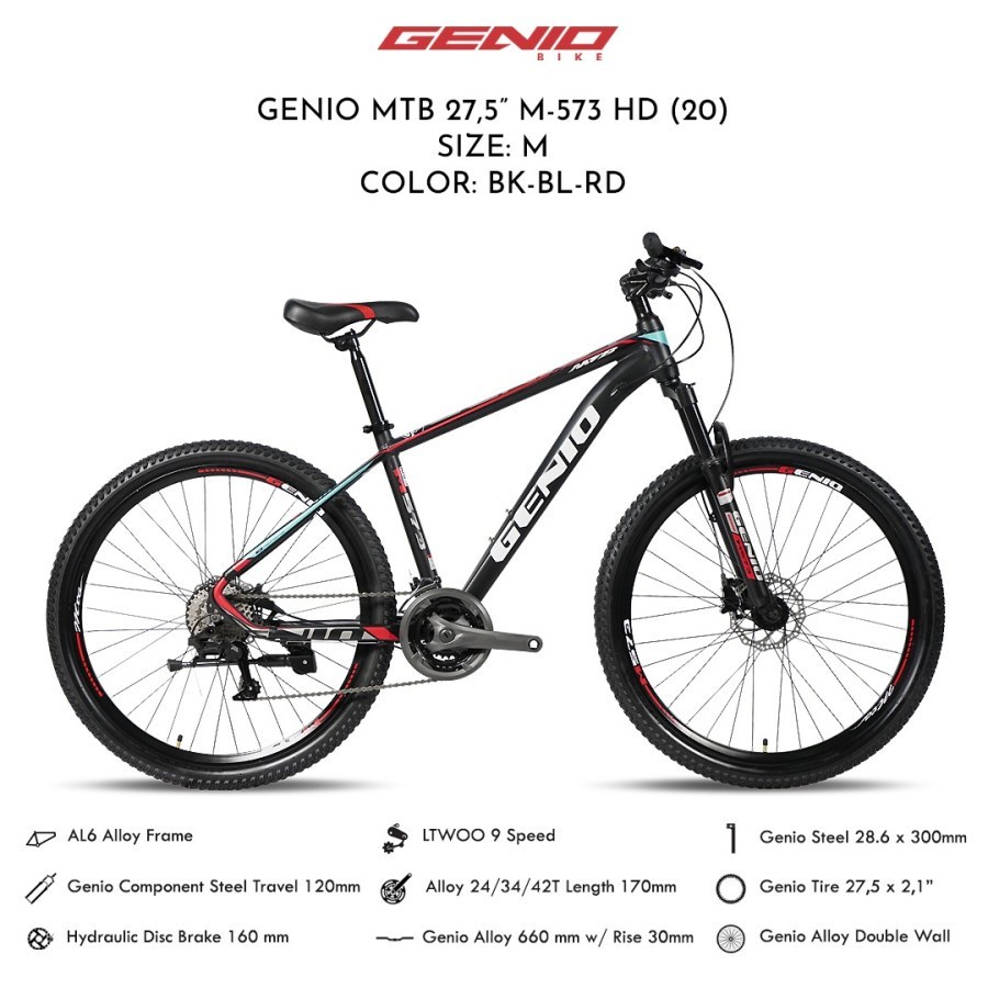 Sepeda Gunung MTB Genio M573 HD 27,5 inch 9 Speed SNI Garansi-6