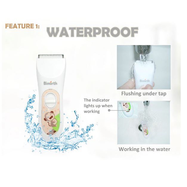 FREE ONGKIR Alat Cukur Rambut Elektrik Bayi Anak Anti Air Waterproof Rechargeable dengan USB