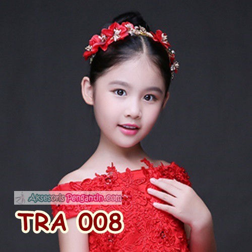 Aksesoris Rambut Anak Wanita-Crown Tiara Pesta Pengantin Merah-TRA 008