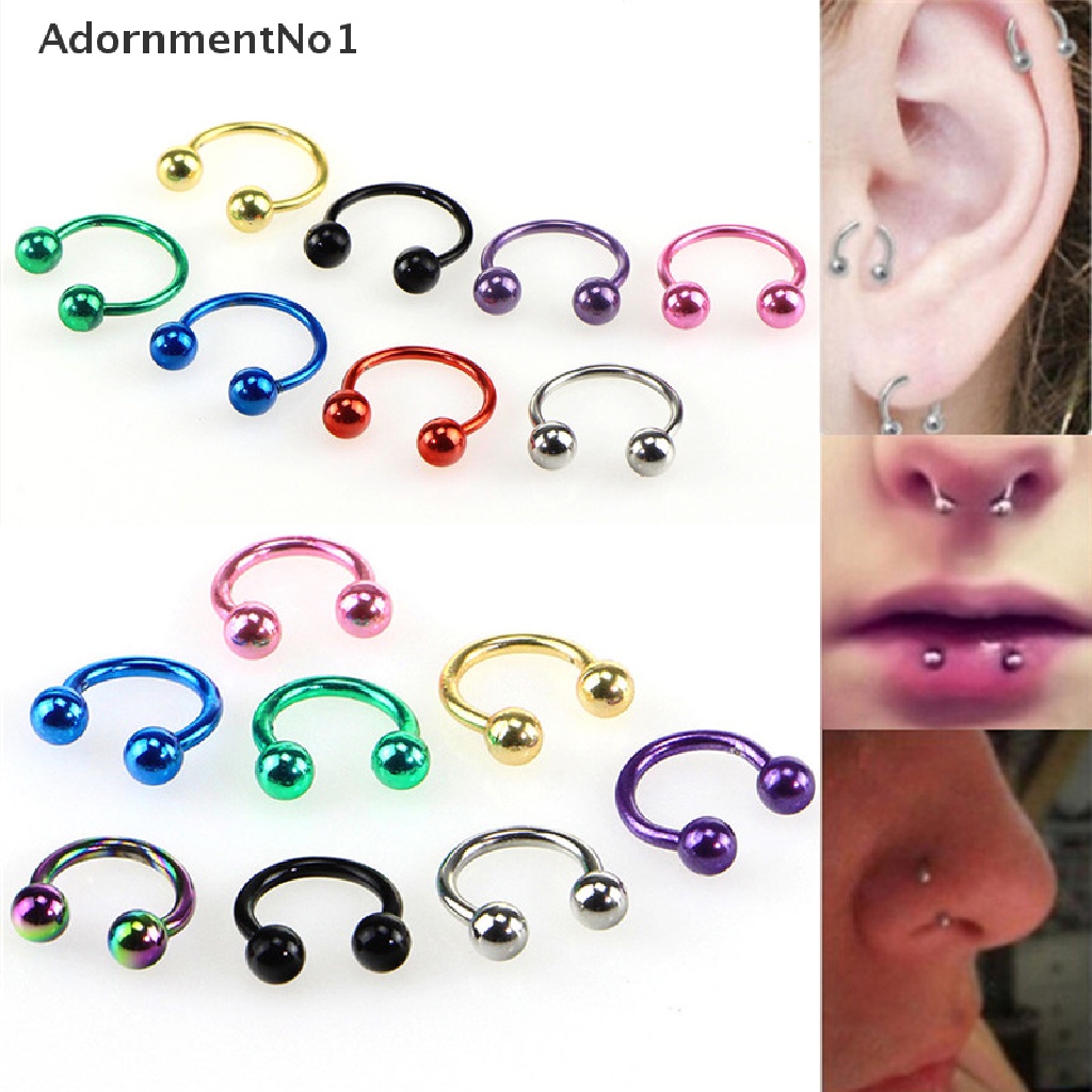 (AdornmentNo1) Cincin Tindik Tubuh / Alis / Hidung / Telinga / Bibir / Puting Desain Tapal Kuda Untuk Wanita