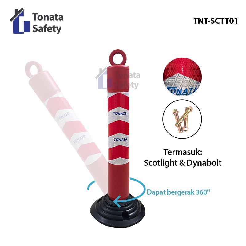 Stick Cone T Top Bollard / Pembatas Jalan PVC Rubber Tonata