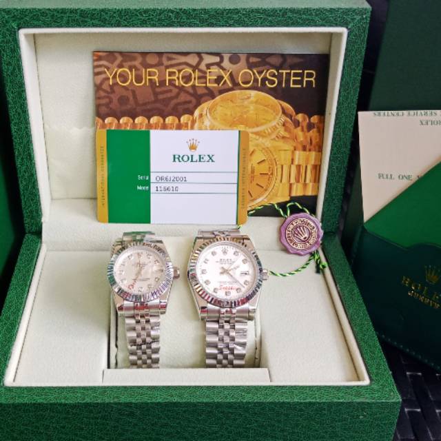 Jam Tangan Couple Rolex Datejust Automatic kaca saphiree