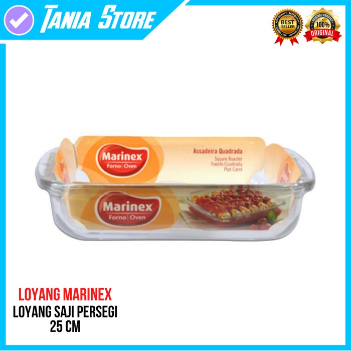 Loyang Kaca - Pyrex Loyang Kaca Saji Persegi 25 Cm Marinex