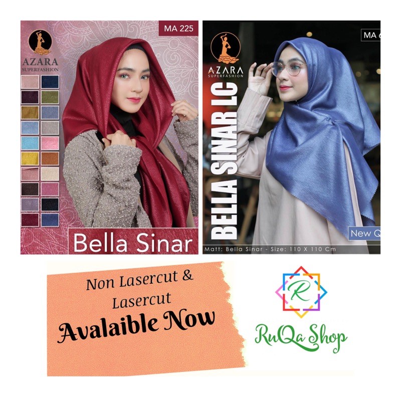 Hijab Segiempat - Jilbab Polos - Bella Sinar - Bella Sinar Lasercut - Cornskin Shining - Azara