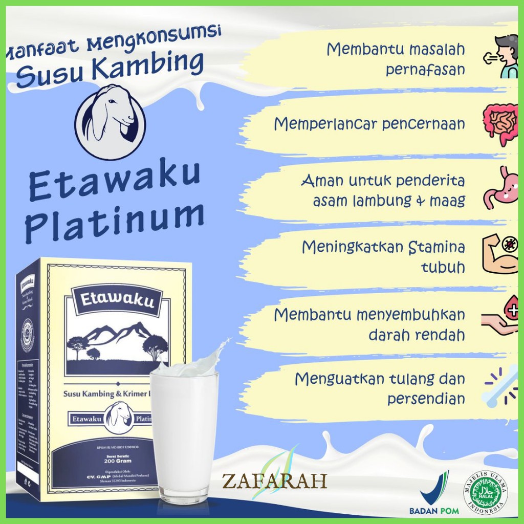 ETAWAKU PLATINUM Susu Kambing Etawa Murni Tanpa Pengawet Rendah Gula / Susu Kambing Etawaku Platinum 200gr