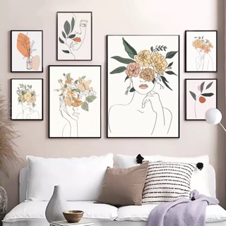 POSTER FRAME SKETSA  AESTHETIC BUNGA  WALL DECOR  ART HIASAN 